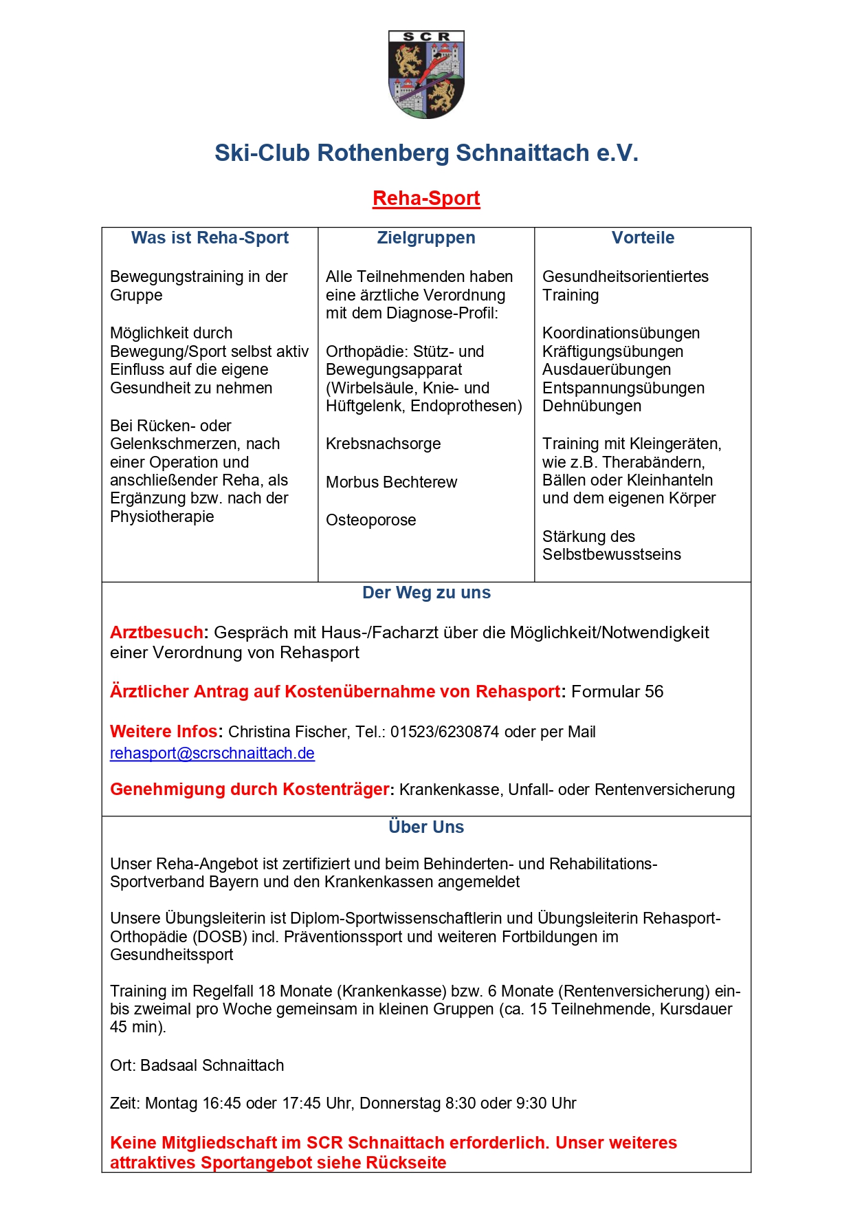 NEU beim SCR: Rehasport